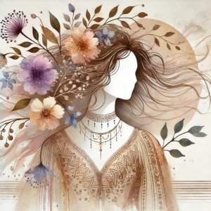 Free Spirited Boho Goddess - Elegant Floral Digital Wall Art for Bohemian Décor