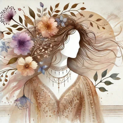 Free Spirited Boho Goddess - Elegant Floral Digital Wall Art for Bohemian Décor