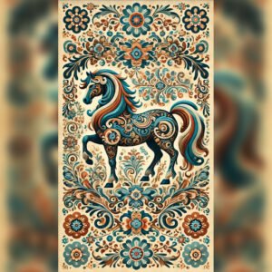 Regal Floral Stallion: A Folk Art Masterpiece