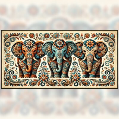 Folk-Art Elephant Canvas Print – Intricate Floral Digital Wall Art for Home Décor Folk-Art Elephant Canvas Print – Intricate Floral Digital Wall Art for Home Décor