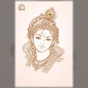 Holistic Krishna Portrait – Elegant Spiritual Line Art