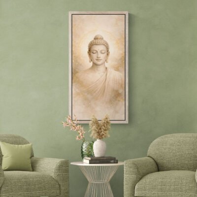 Abstract Buddha Wall Art with Textured Gold Background | Serene Zen Meditation Artwork
