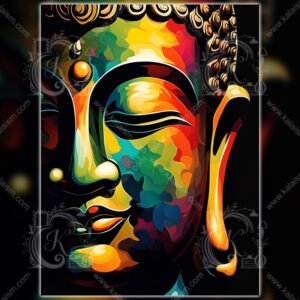 Colorful Abstract Buddha Face Wall Art | Modern Spiritual Meditation Artwork