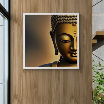 Golden Buddha Wall Art | Serene Zen Meditation Artwork with Soft Glow