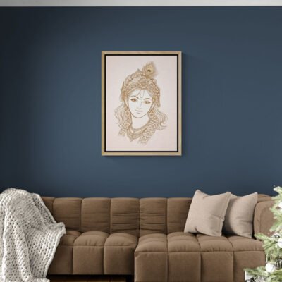 Holistic Krishna Portrait – Elegant Spiritual Line Art