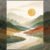Abstract Nature Landscape Wall Art | Modern Mountains, River & Sun