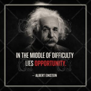 Albert Einstein Motivational Quote Wall Art ? Opportunity in Difficulty