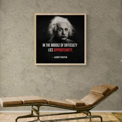 Albert Einstein Motivational Quote Wall Art ? Opportunity in Difficulty