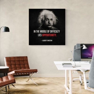 Albert Einstein Motivational Quote Wall Art ? Opportunity in Difficulty
