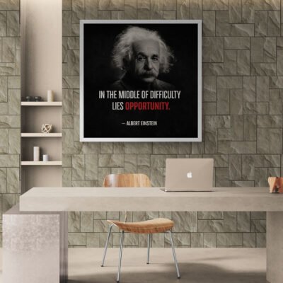 Albert Einstein Motivational Quote Wall Art ? Opportunity in Difficulty