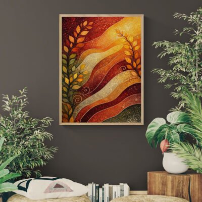 Autumn Flow - Abstract Botanical Wall Art in Warm Earth Tones