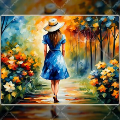 WE Autumn Walk Impressionist Art Print - Girl in Nature Modern Wall Art 01 Autumn Walk Impressionist Art Print - Girl in Nature Modern Wall Art