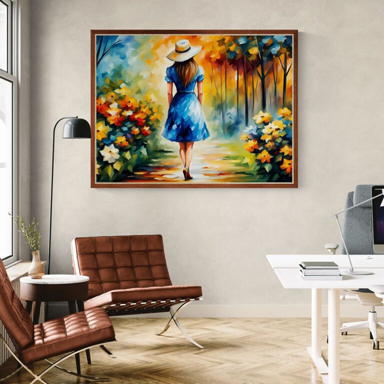 WE Autumn Walk Impressionist Art Print - Girl in Nature Modern Wall Art 02