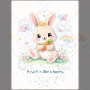 WE Cute Bunny Wall Art for Kids Room Have Fun Bunny Nursery Poster 01