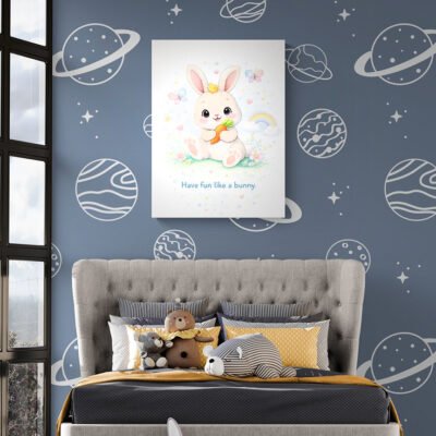 Cute Bunny Wall Art for Kids Room | Have Fun Bunny Nursery Poster
