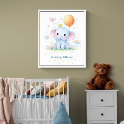 WE Cute Elephant Wall Art for Kids Room Dream Big Elephant Nursery Poster 02 Cute Elephant Wall Art for Kids Room | Dream Big Elephant Nursery Poster