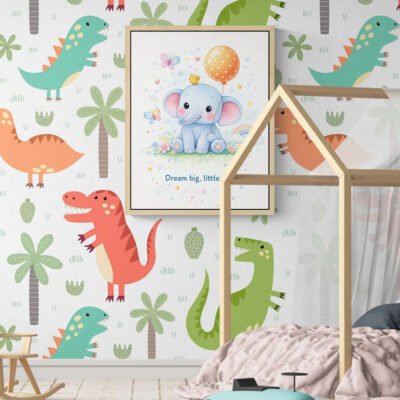 WE Cute Elephant Wall Art for Kids Room Dream Big Elephant Nursery Poster 05 Cute Elephant Wall Art for Kids Room | Dream Big Elephant Nursery Poster