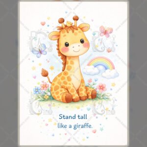 WE Cute Giraffe Wall Art for Kids Room Stand Tall Giraffe Nursery Poster 01