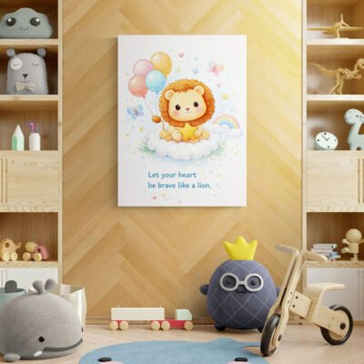WE Cute Lion Wall Art for Kids Room Brave Little Lion Nursery Poster 02 Cute Lion Wall Art for Kids Room | Brave Little Lion Nursery Poster