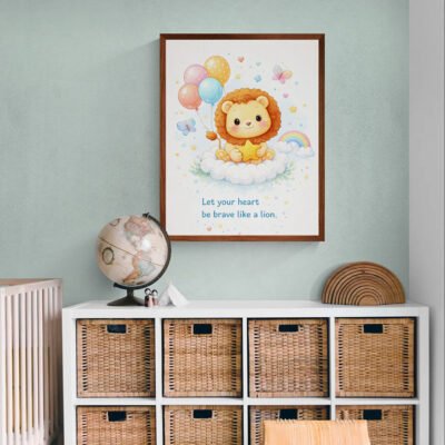 WE Cute Lion Wall Art for Kids Room Brave Little Lion Nursery Poster 03 Cute Lion Wall Art for Kids Room | Brave Little Lion Nursery Poster