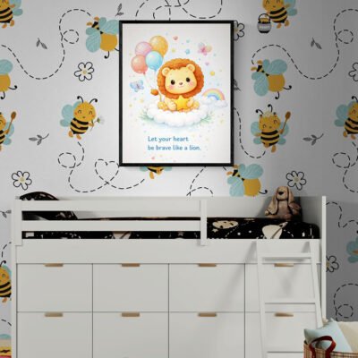 WE Cute Lion Wall Art for Kids Room Brave Little Lion Nursery Poster 04 Cute Lion Wall Art for Kids Room | Brave Little Lion Nursery Poster