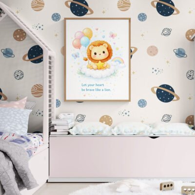WE Cute Lion Wall Art for Kids Room Brave Little Lion Nursery Poster 05 Cute Lion Wall Art for Kids Room | Brave Little Lion Nursery Poster