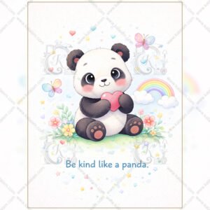 WE Cute Panda Wall Art for Kids Room Be Kind Panda Nursery Poster 01