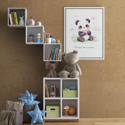 Cute Panda Wall Art for Kids Room | Be Kind Panda Nursery Poster