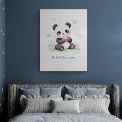 Cute Panda Wall Art for Kids Room | Be Kind Panda Nursery Poster