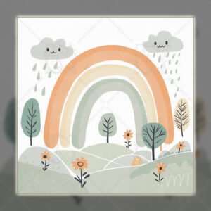 WE Cute Rainbow Landscape Illustration – Minimalist Nursery Wall Art for Kids 01