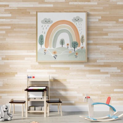 Cute Rainbow Landscape Illustration | Minimalist Nursery Wall Art for Kids