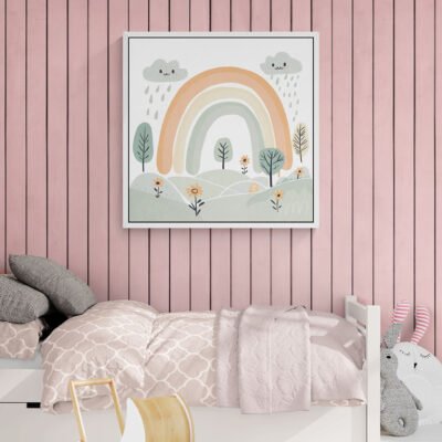 Cute Rainbow Landscape Illustration | Minimalist Nursery Wall Art for Kids