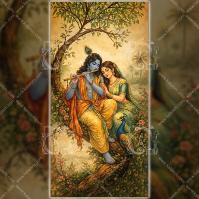 Divine Harmony of Radha and Krishna | Serene Indian Mythology Wall Art
