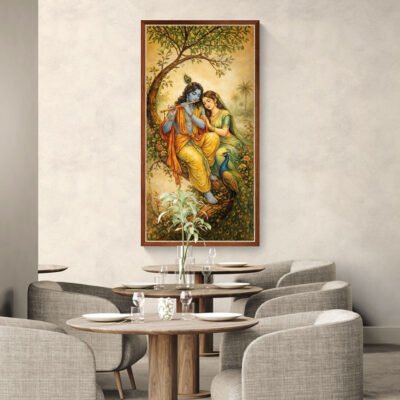 Divine Harmony of Radha and Krishna | Serene Indian Mythology Wall Art