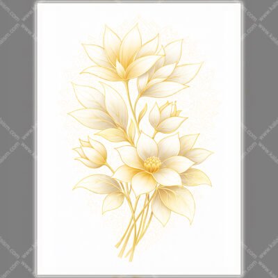 WE Golden Ivory Floral Mandala Wall Art – Minimal White & Gold Botanical Print 01 Golden Ivory Floral Mandala Wall Art | Minimal White & Gold Botanical Print