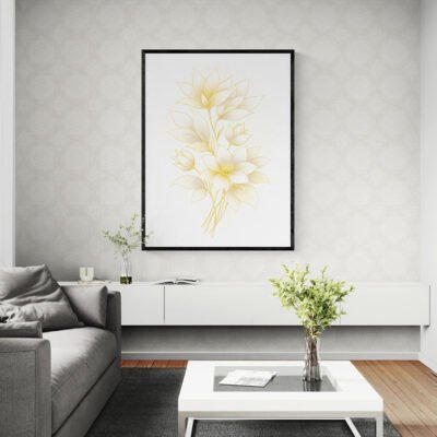 WE Golden Ivory Floral Mandala Wall Art – Minimal White & Gold Botanical Print 05 Golden Ivory Floral Mandala Wall Art | Minimal White & Gold Botanical Print