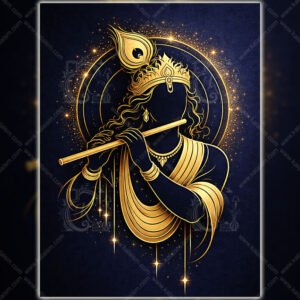 WE Golden Krishna Minimalist Wall Art – Divine Flute Silhouette WALL ART 01 Golden Krishna Minimalist Wall Art | Divine Flute Silhouette WALL ART