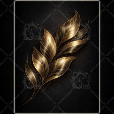 Golden Leaf Rhythm - Contemporary Abstract Botanical Wall Art in Metallic Gold