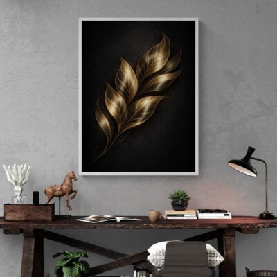 Golden Leaf Rhythm - Contemporary Abstract Botanical Wall Art in Metallic Gold
