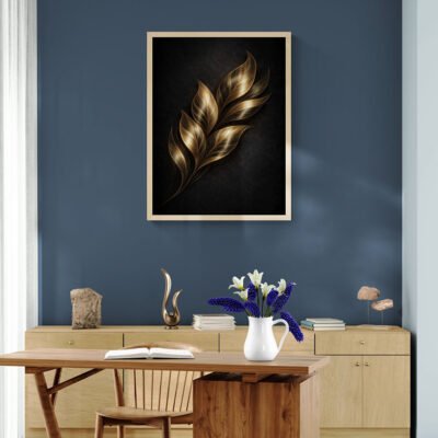 Golden Leaf Rhythm - Contemporary Abstract Botanical Wall Art in Metallic Gold