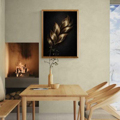 Golden Leaf Rhythm - Contemporary Abstract Botanical Wall Art in Metallic Gold