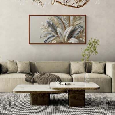 Ivory Botanical Elegance - Soft Neutral Leaf Wall Art for Calm Modern Interiors