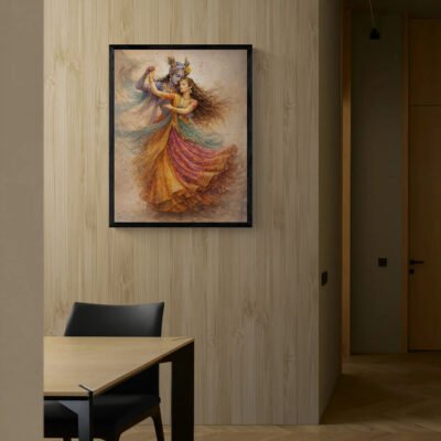 Krishna Radha Dance Wall Art ? Raas Leela in Flowing Abstract Motion