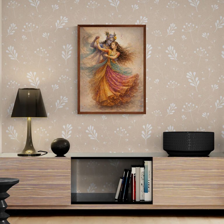WE Krishna Radha Dance Wall Art – Raas Leela in Flowing Abstract Motion 05
