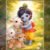 Little Krishna with cows pastel illustration, cute baby Krishna hugging calves in a sunny meadow, devotional Hindu nursery wall art.