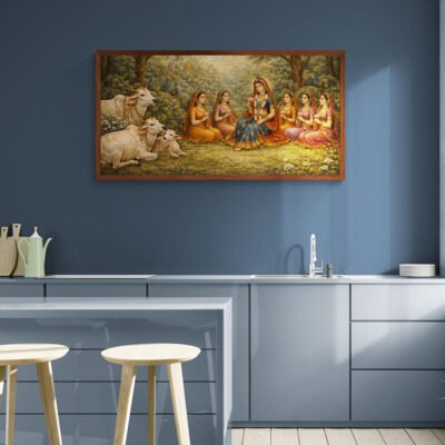 Radha in Sacred Forest | Horizontal Pichwai Inspired Luxury Wall Art