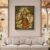 Framed Radhaji sacred cow painting above beige sofa in modern living room