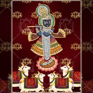 WE Shreenathji Pichwai Art with Sacred Cows Traditional Indian Devotional Wall Art 01 Shreenathji Pichwai Art with Sacred Cows Traditional Indian Devotional Wall Art