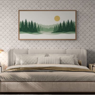 Silent Forest at Dawn | Serene Misty Pine Landscape Wall Art