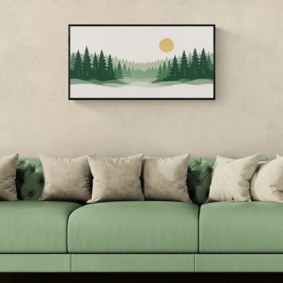 Silent Forest at Dawn | Serene Misty Pine Landscape Wall Art